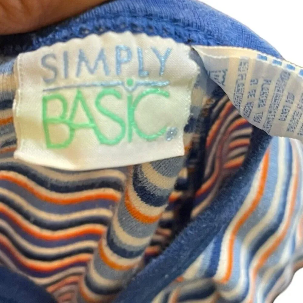 Simply Basic Striped Bodysuit Top Baby Boy 3 Months Blue Striped Snap Button